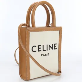 CELINE 19330 02BNZ Tote Bag Mini vertical hippopotamus canvas/leather Women