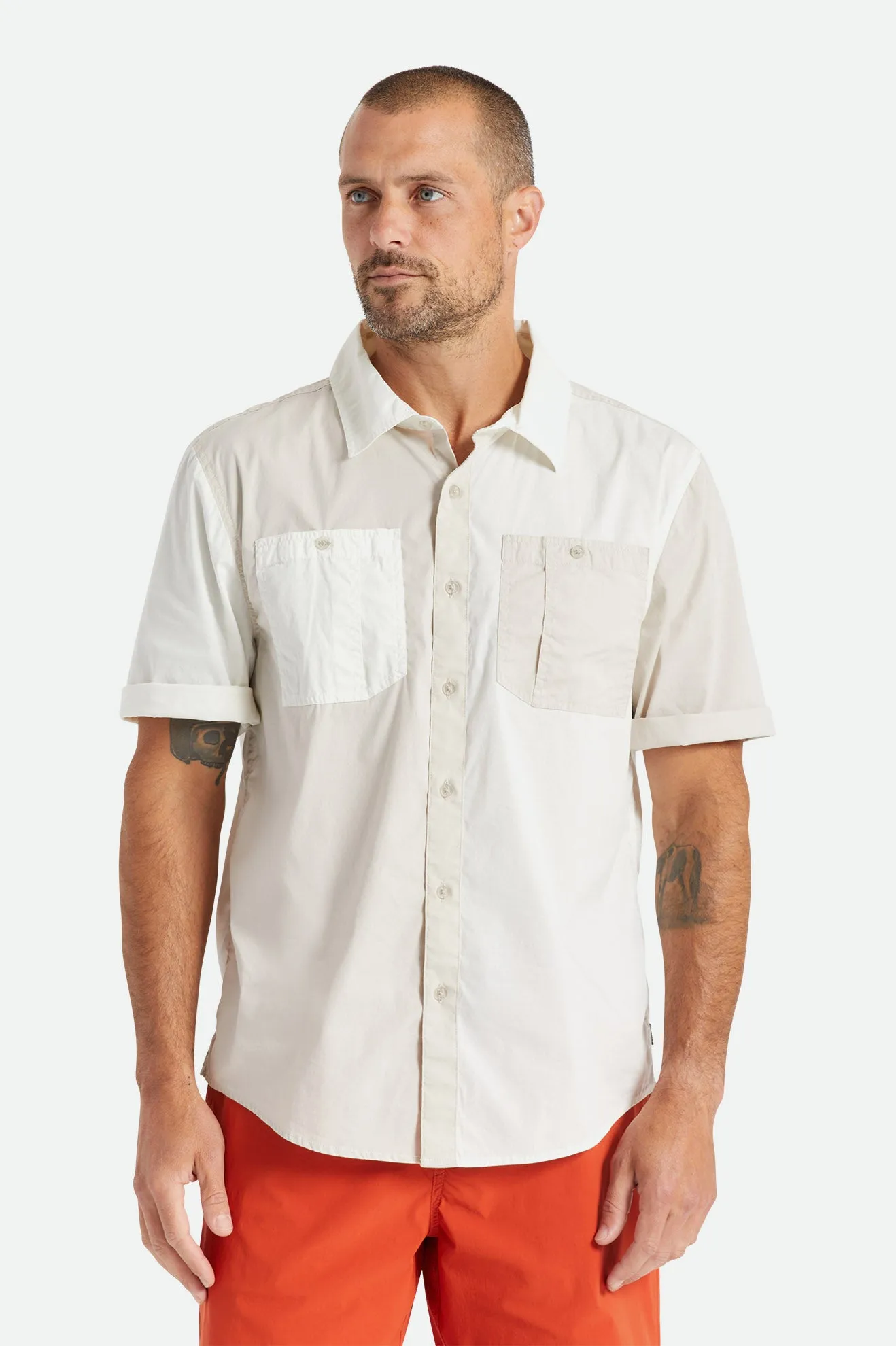 Charter Utility S/S Woven Shirt - Beige/Off White