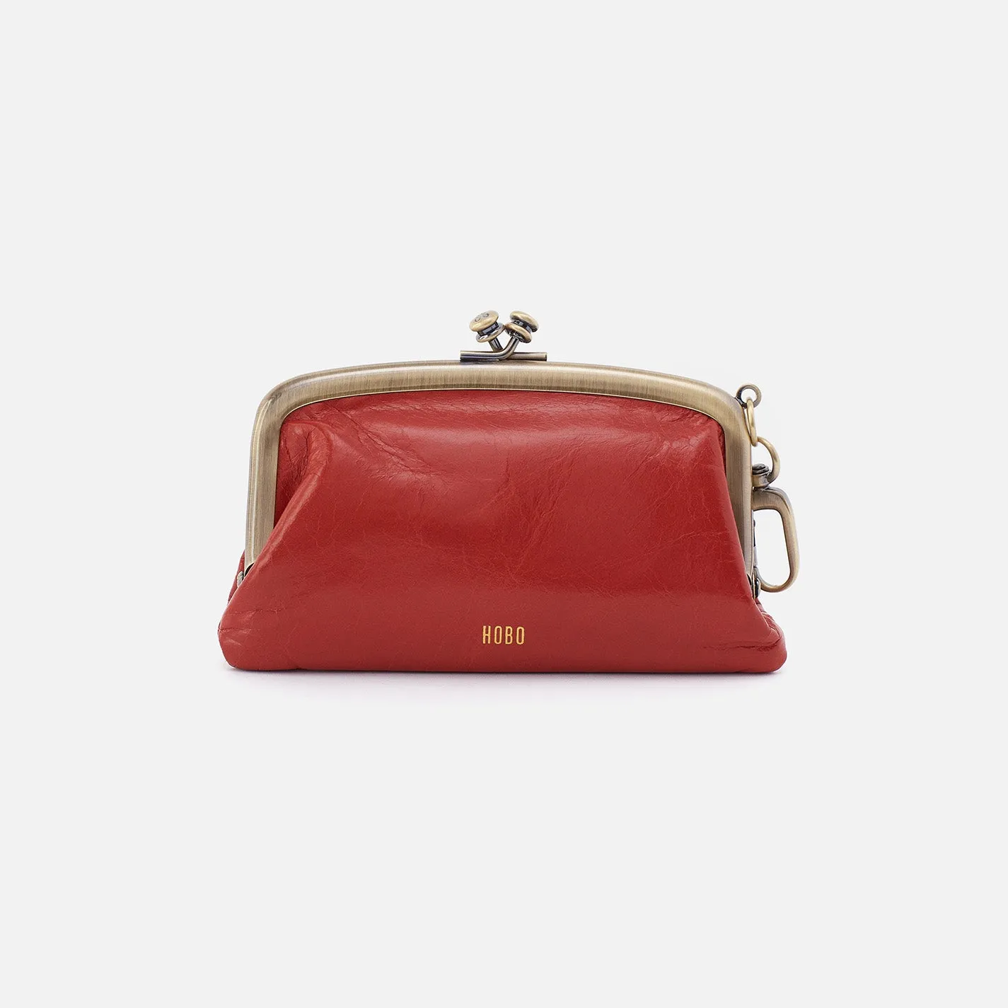 Cheer Frame Pouch In Polished Leather - Brick