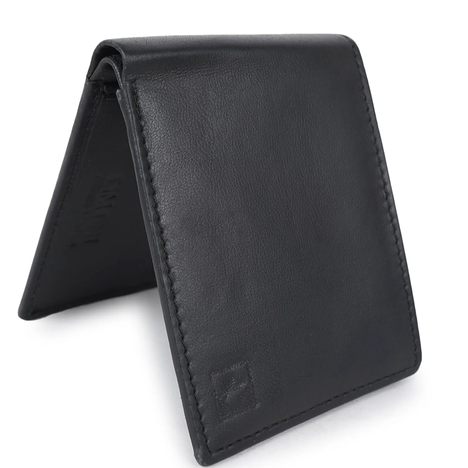 CIMONI Genuine Leather Classy Black Slim Travel Credit Cards Trendy Wallet for Men