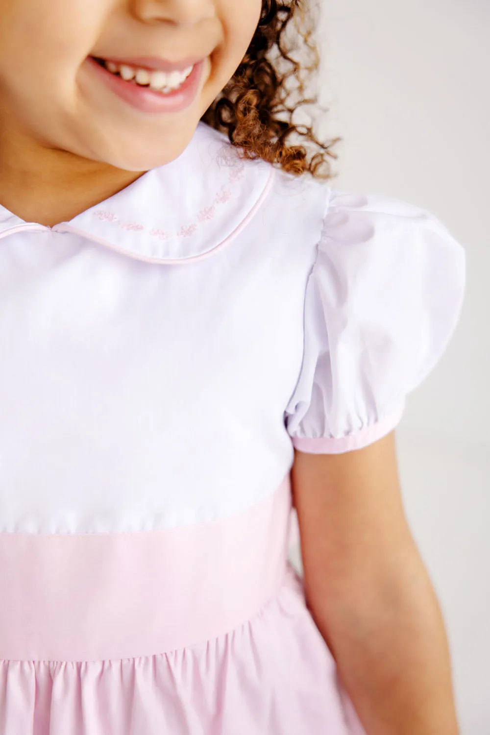 Cindy Lou Sash Dress - Worth Avenue White with Palm Beach Pink