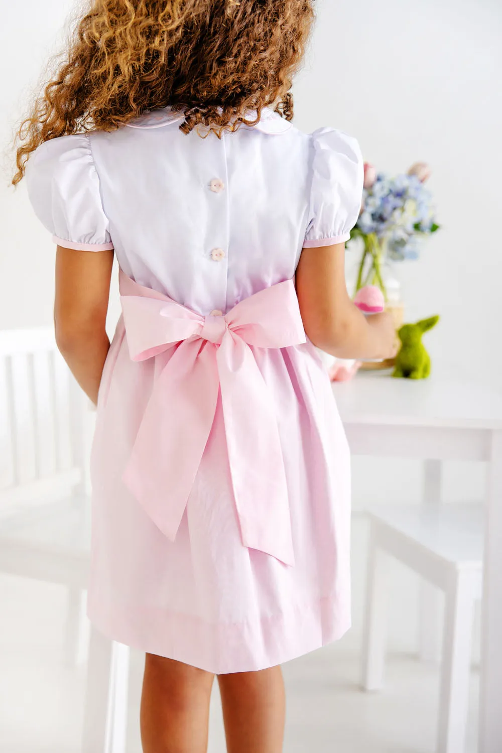 Cindy Lou Sash Dress - Worth Avenue White with Palm Beach Pink