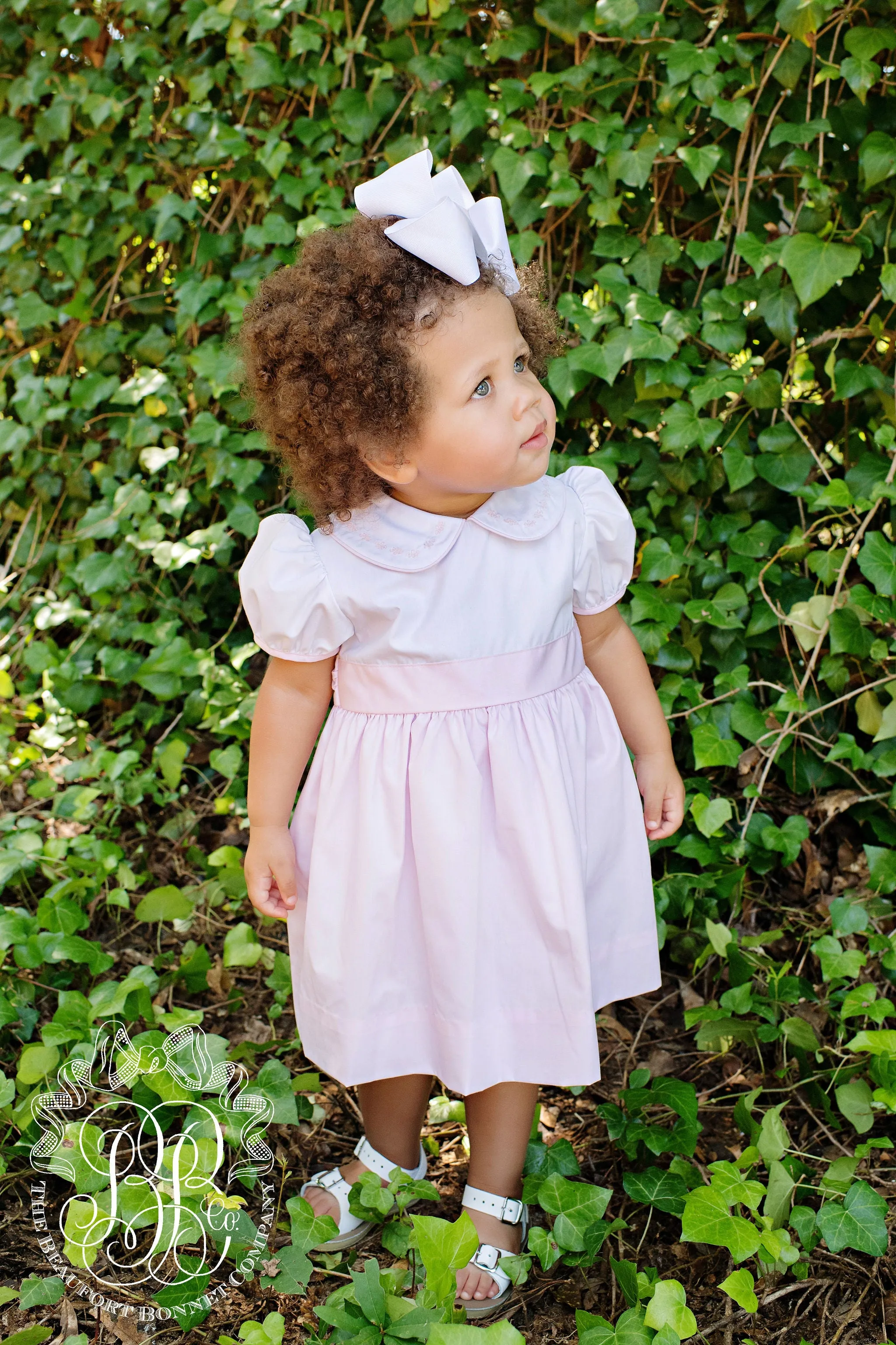 Cindy Lou Sash Dress - Worth Avenue White with Palm Beach Pink