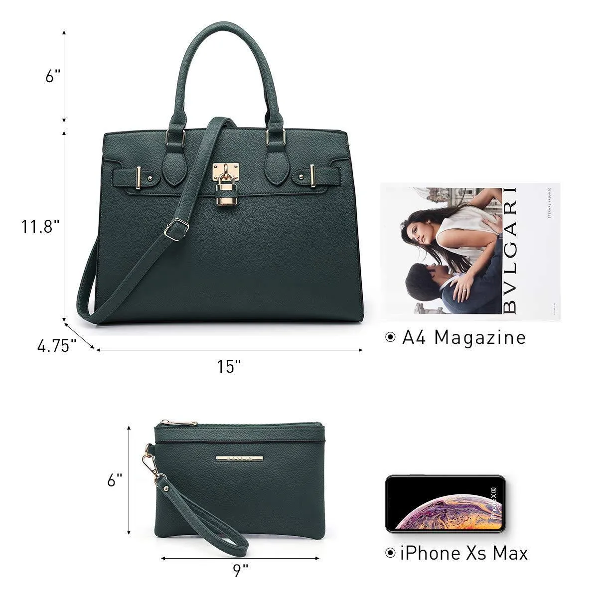 Classic Padlock Handbag with Matching Wallet