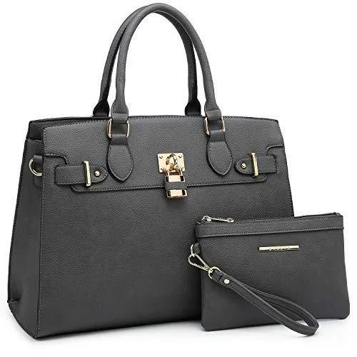 Classic Padlock Handbag with Matching Wallet