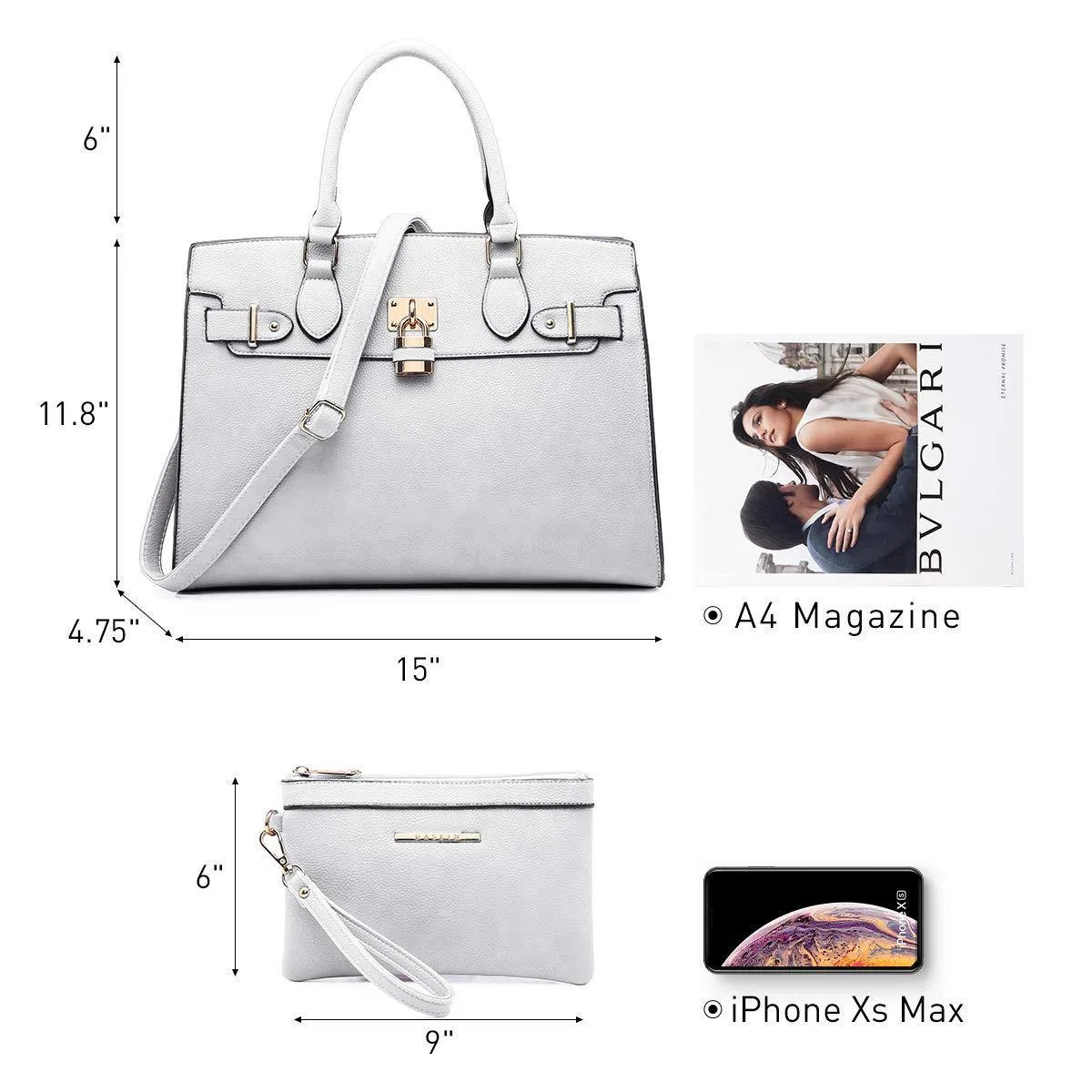 Classic Padlock Handbag with Matching Wallet