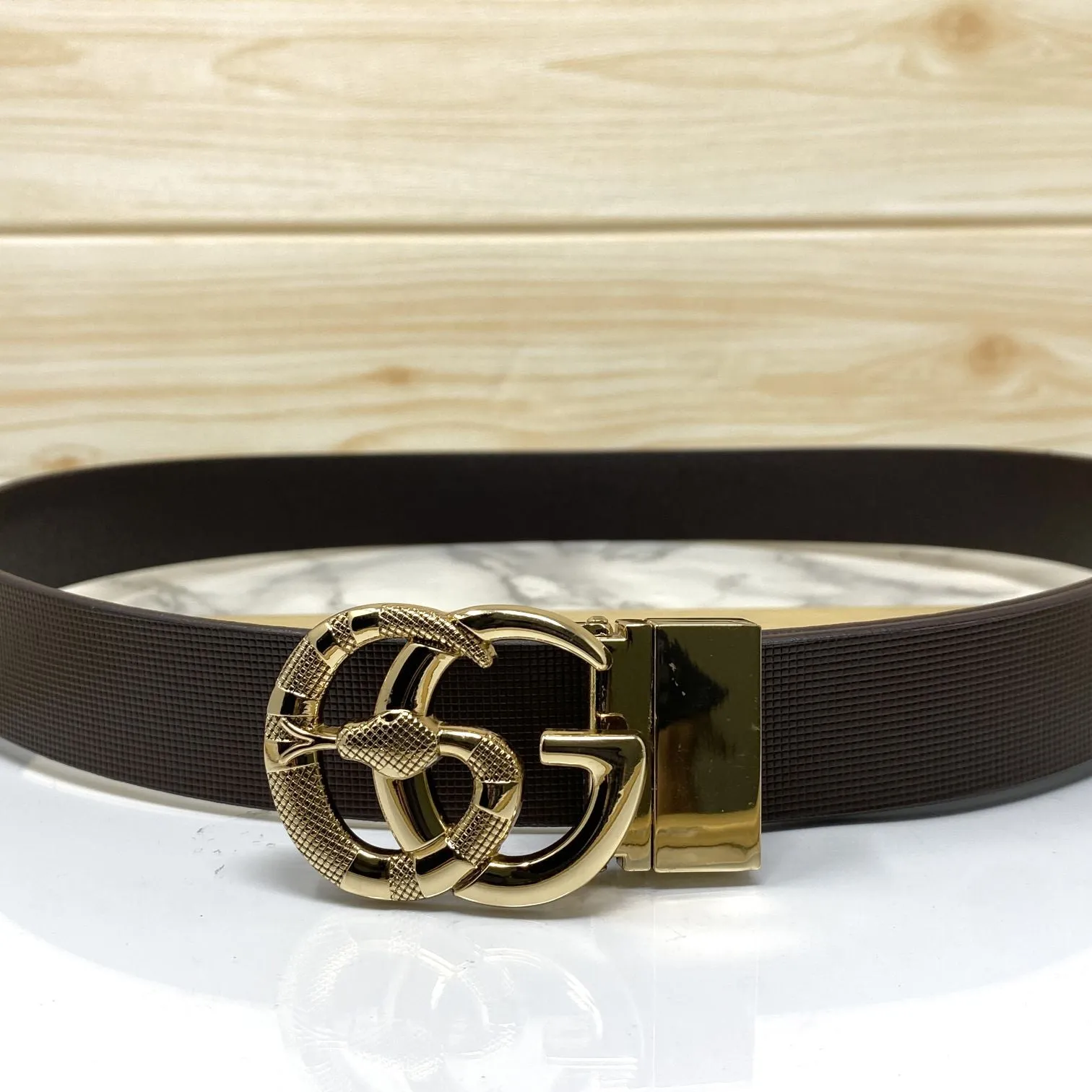 Classy Round Snake Design Leather Strap Belt-JoansParamount