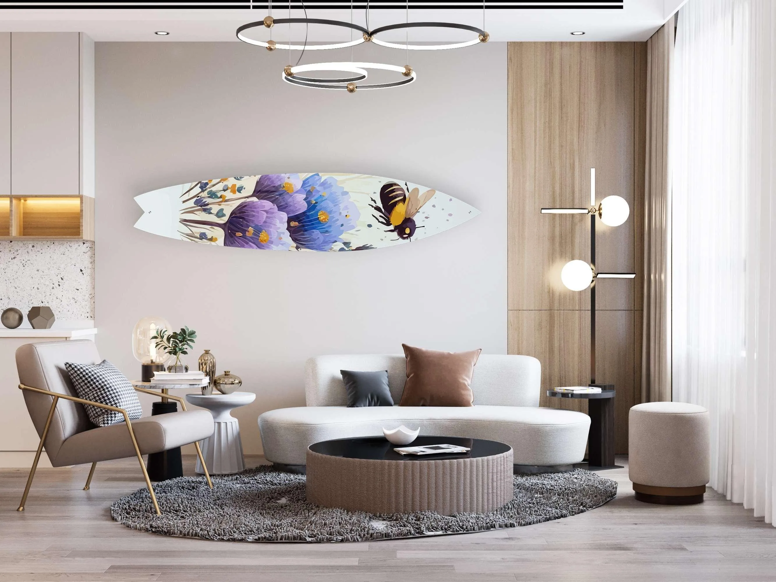 Crazy About Bees Acrylic Surfboard Wall Art