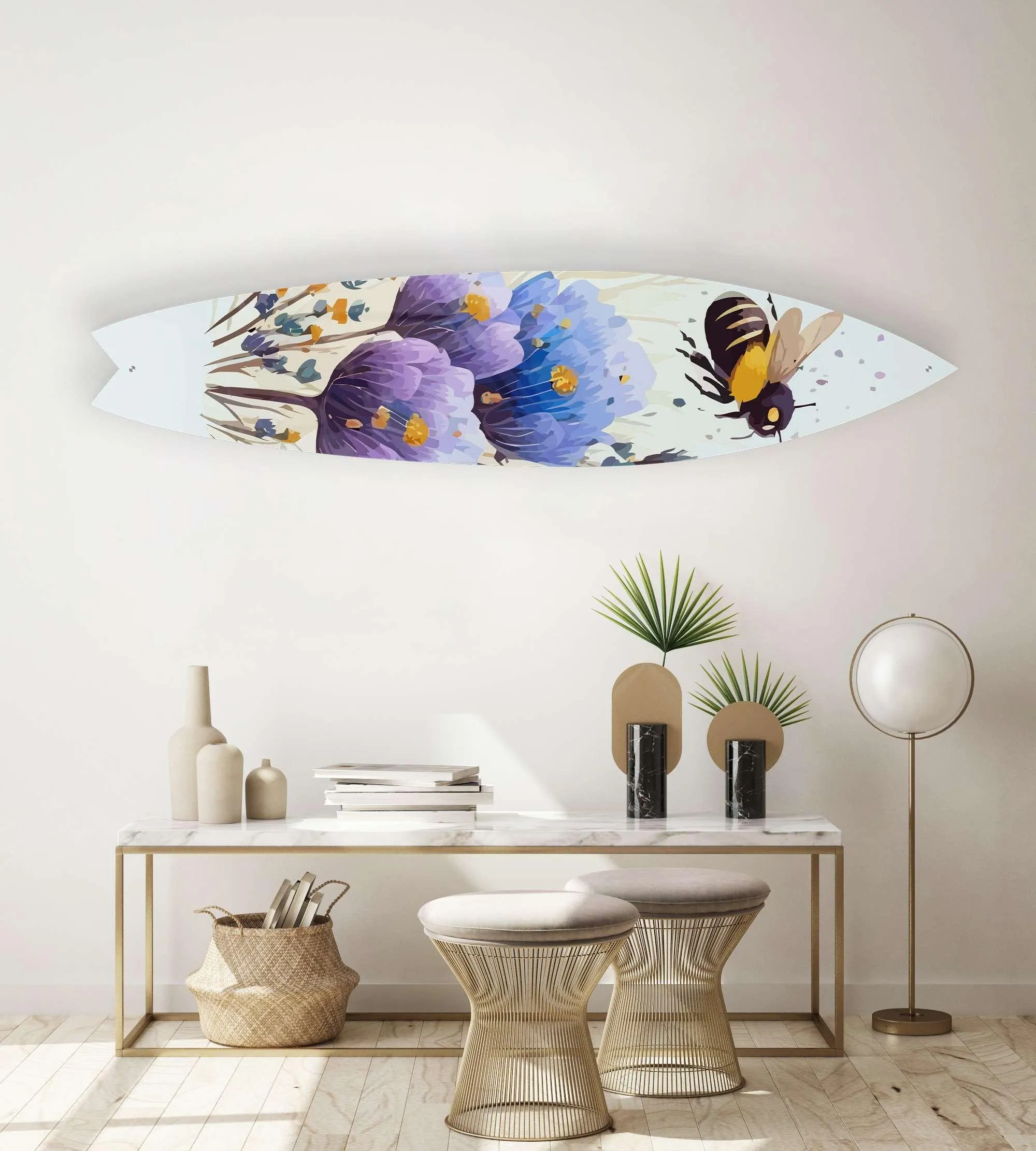 Crazy About Bees Acrylic Surfboard Wall Art