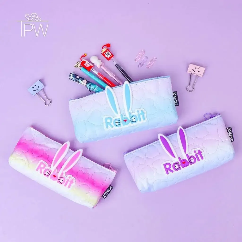 Cute Rabbit Canvas Pencil Case And Pouch