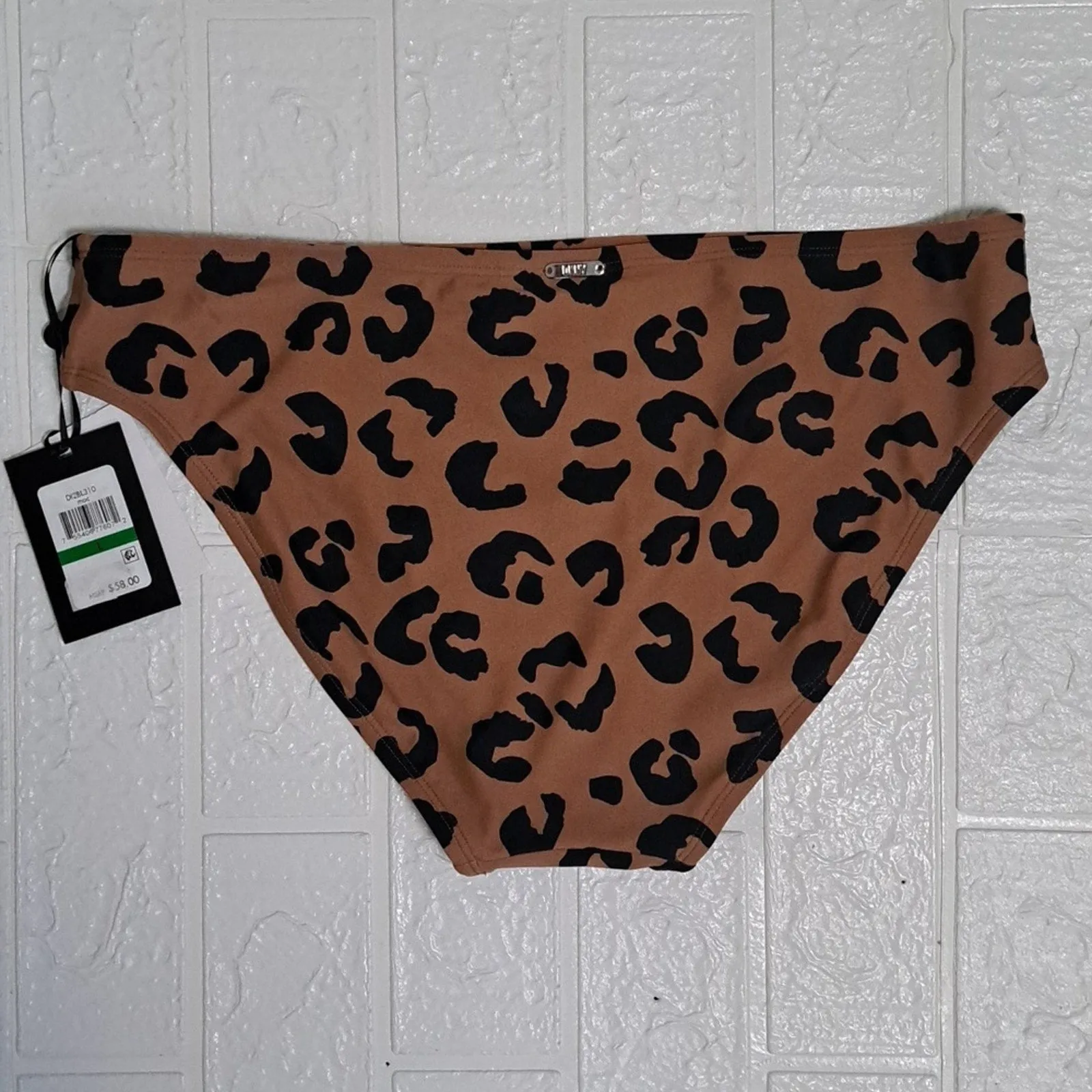 DKNY Brown Leopard Print Classic Swim Bikini Bottom