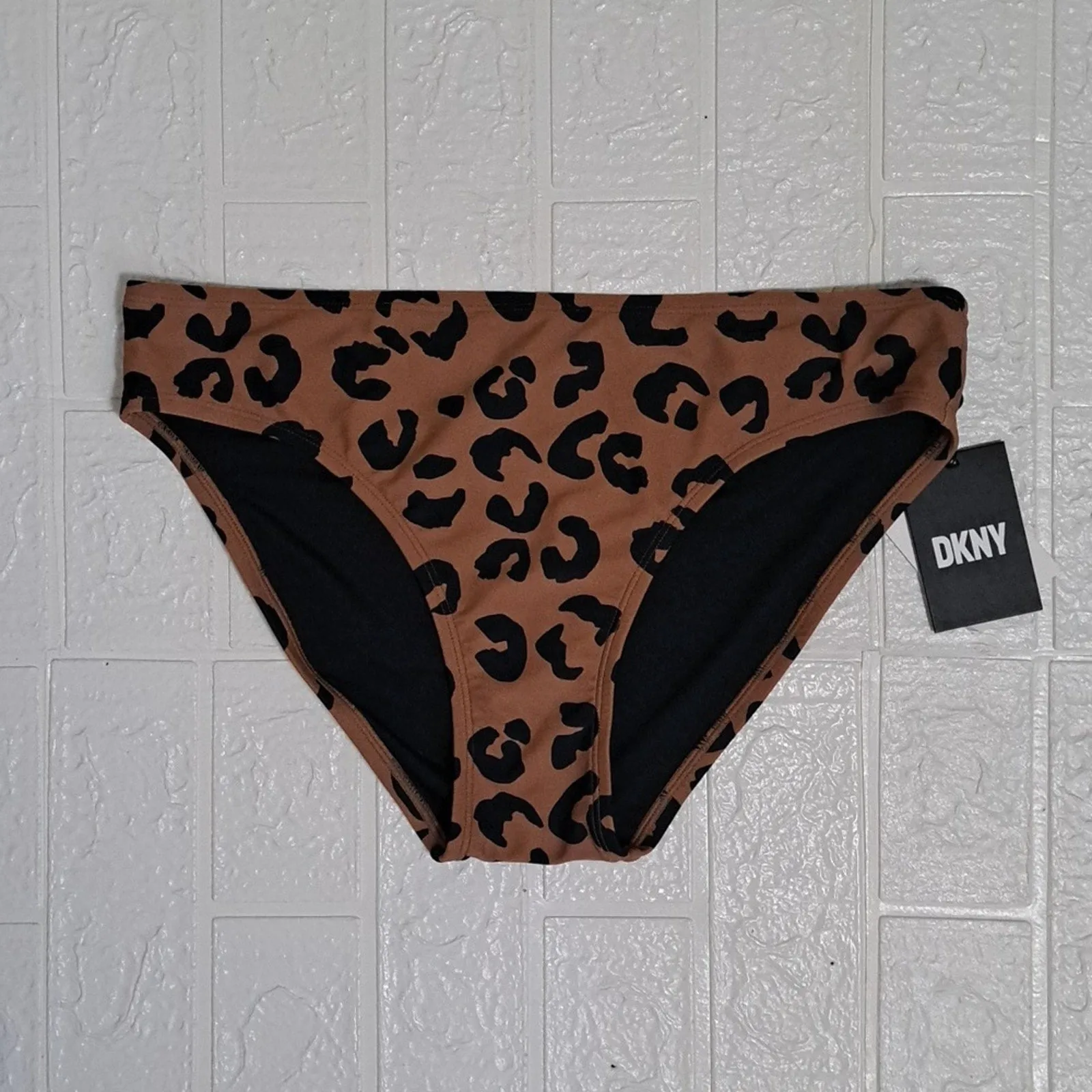 DKNY Brown Leopard Print Classic Swim Bikini Bottom