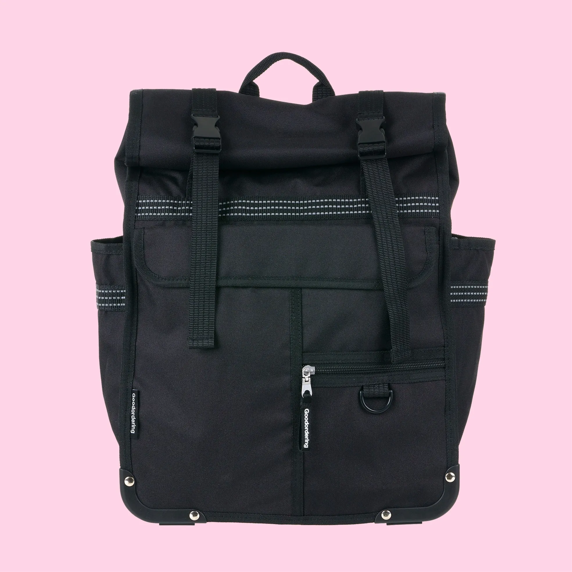 Eco nylon Rolltop Backpack Black with Klikfix pannier rail