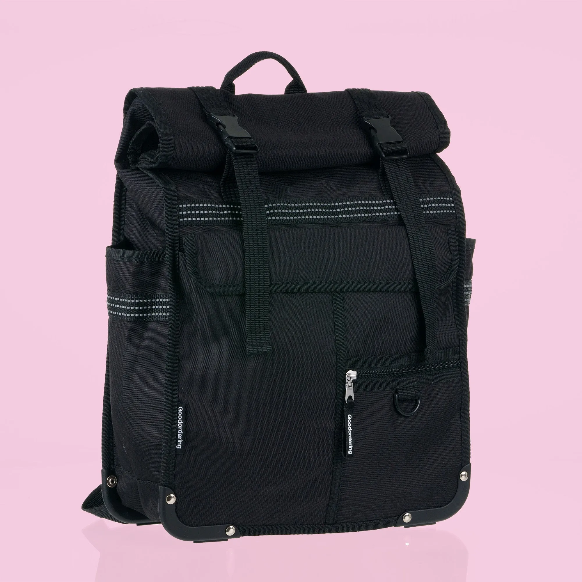 Eco nylon Rolltop Backpack Black with Klikfix pannier rail