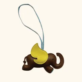 'Elefante Volante' Key Chain/ Bag Charm in Yellow and Brown