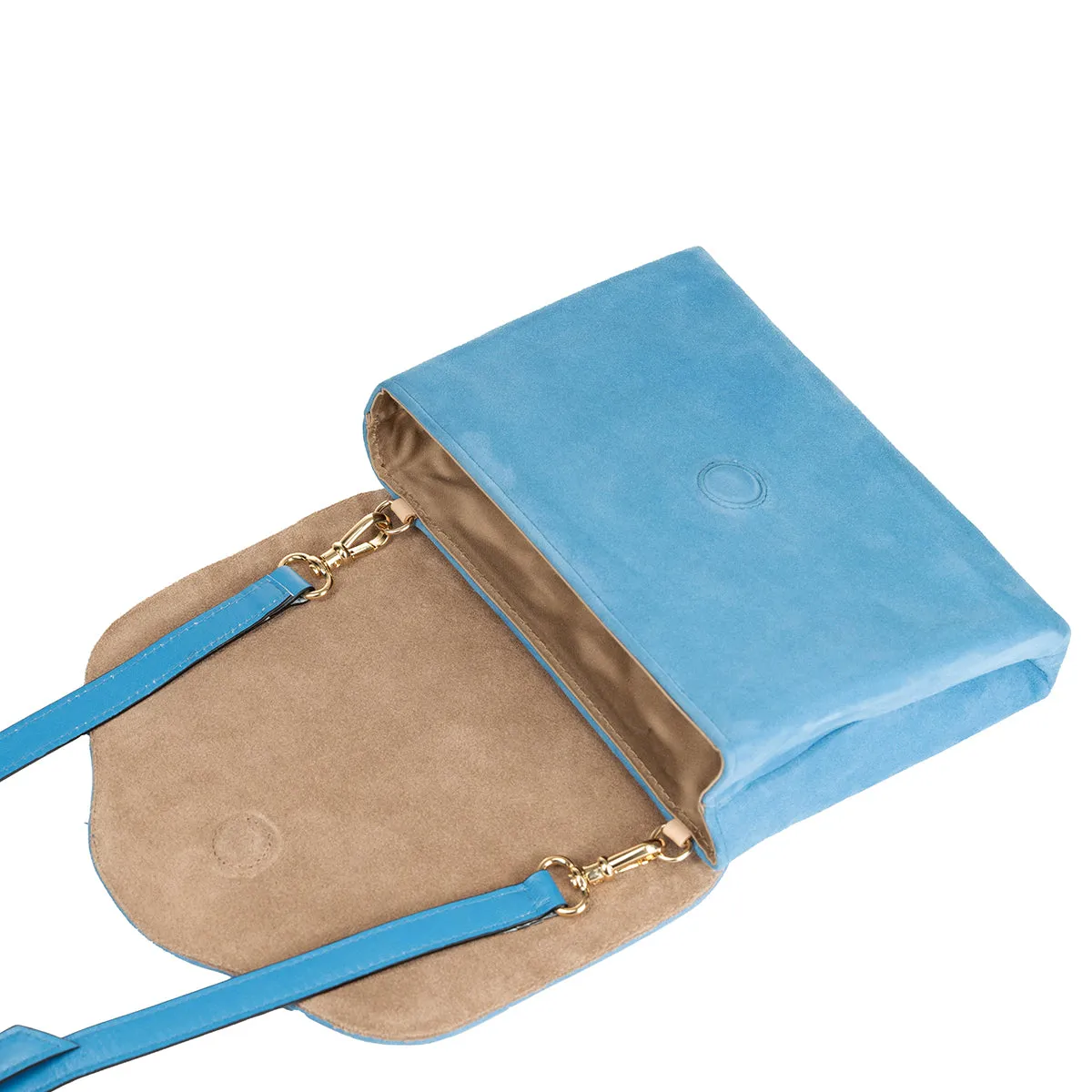 Ellie Clutch Bag - Blue Suede