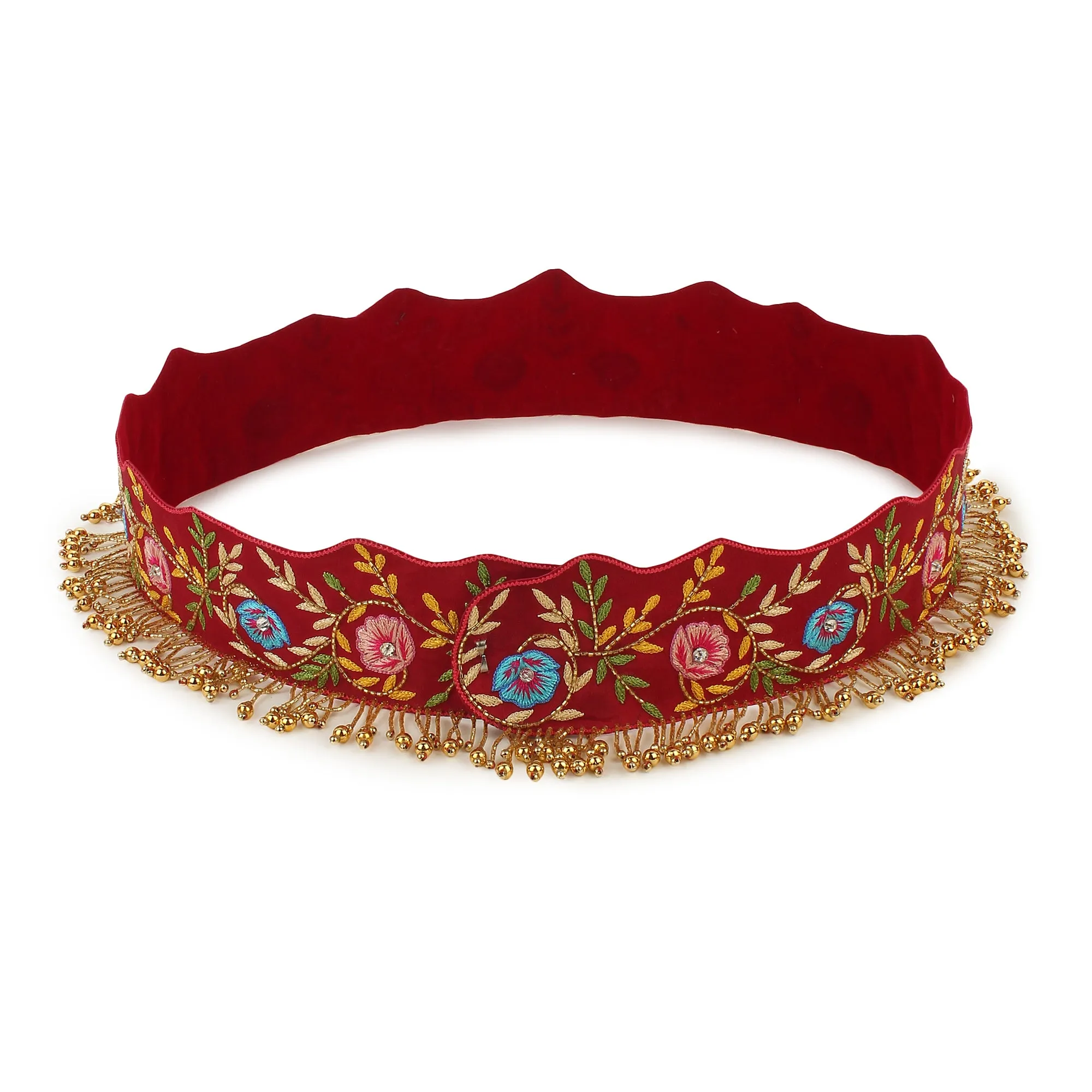 Embroidered Waist Belt, Maroon Red Belt, Waist Belt