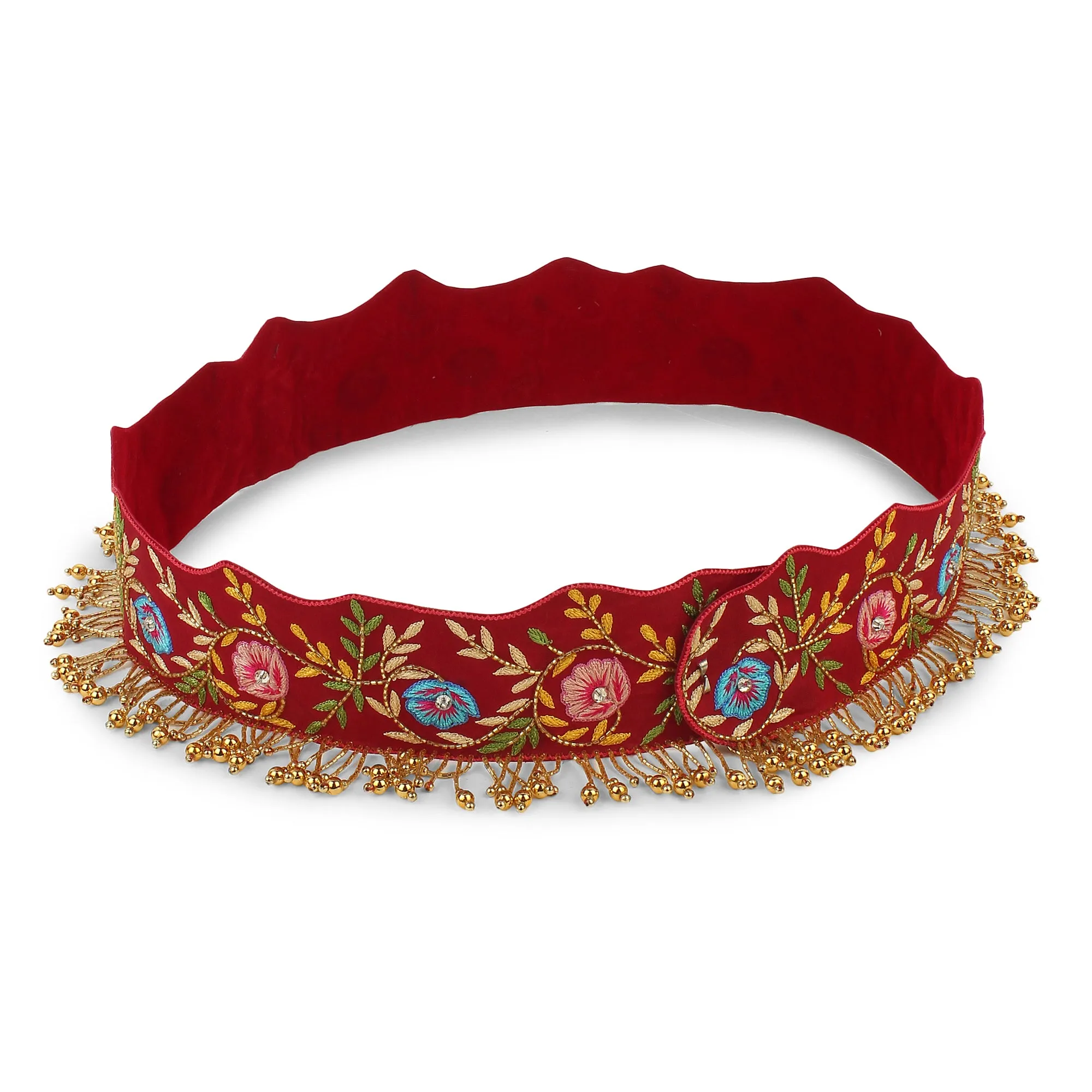 Embroidered Waist Belt, Maroon Red Belt, Waist Belt