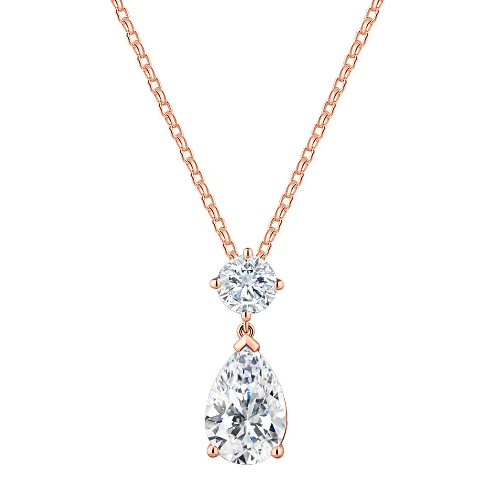 Fancy pendant with 3.84 carats* of diamond simulants in 10 carat rose gold