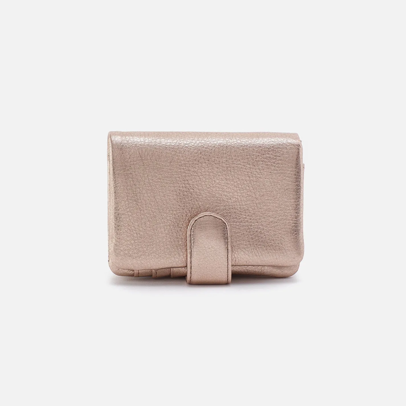 Fern Bifold Wallet In Metallic Leather - Pink Gold Metallic