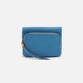 Fern Bifold Wallet in Pebbled Leather - Dusty Blue