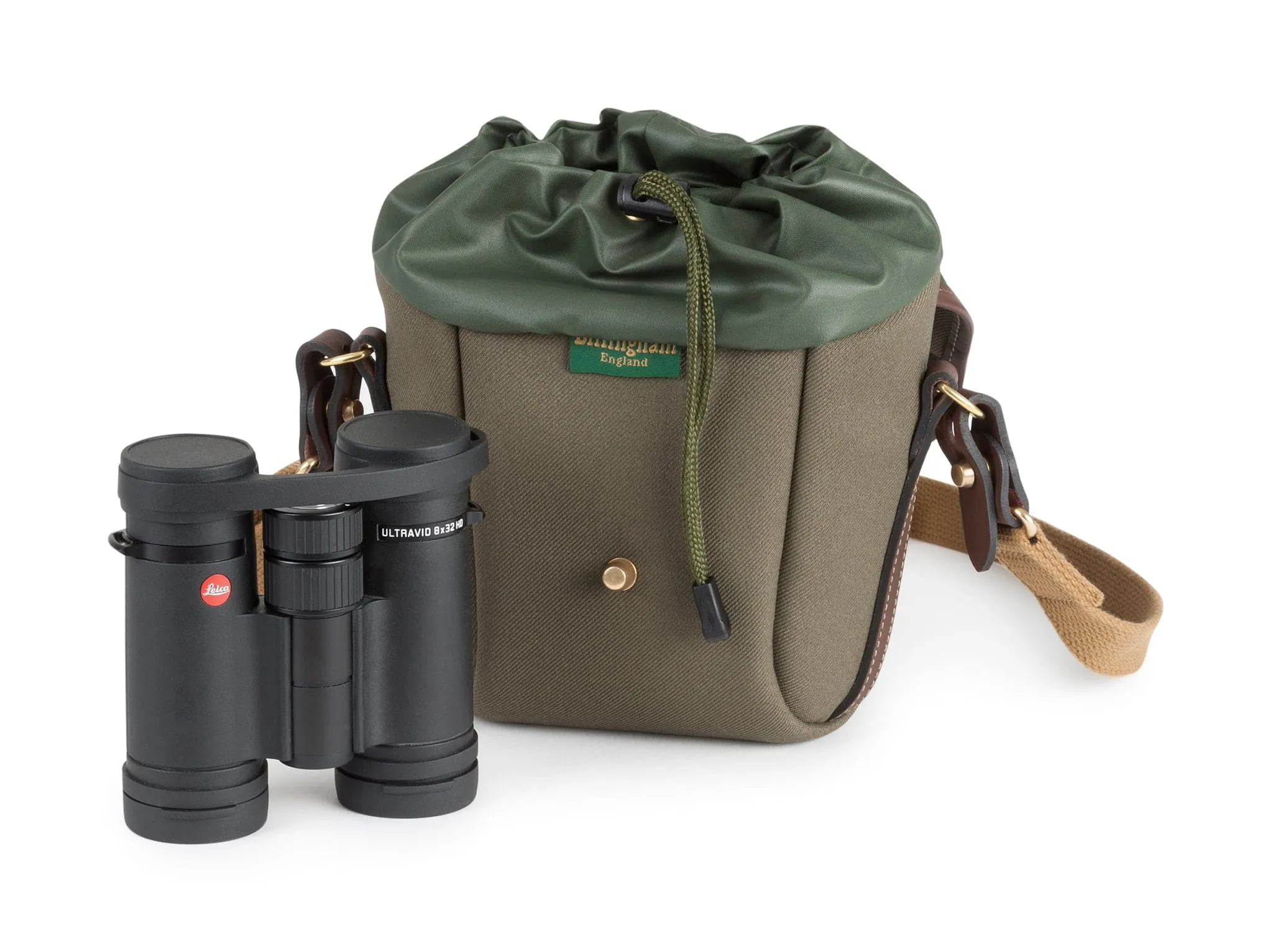 Galbin Binocular Case - 8 / Sage FibreNyte / Chocolate Leather