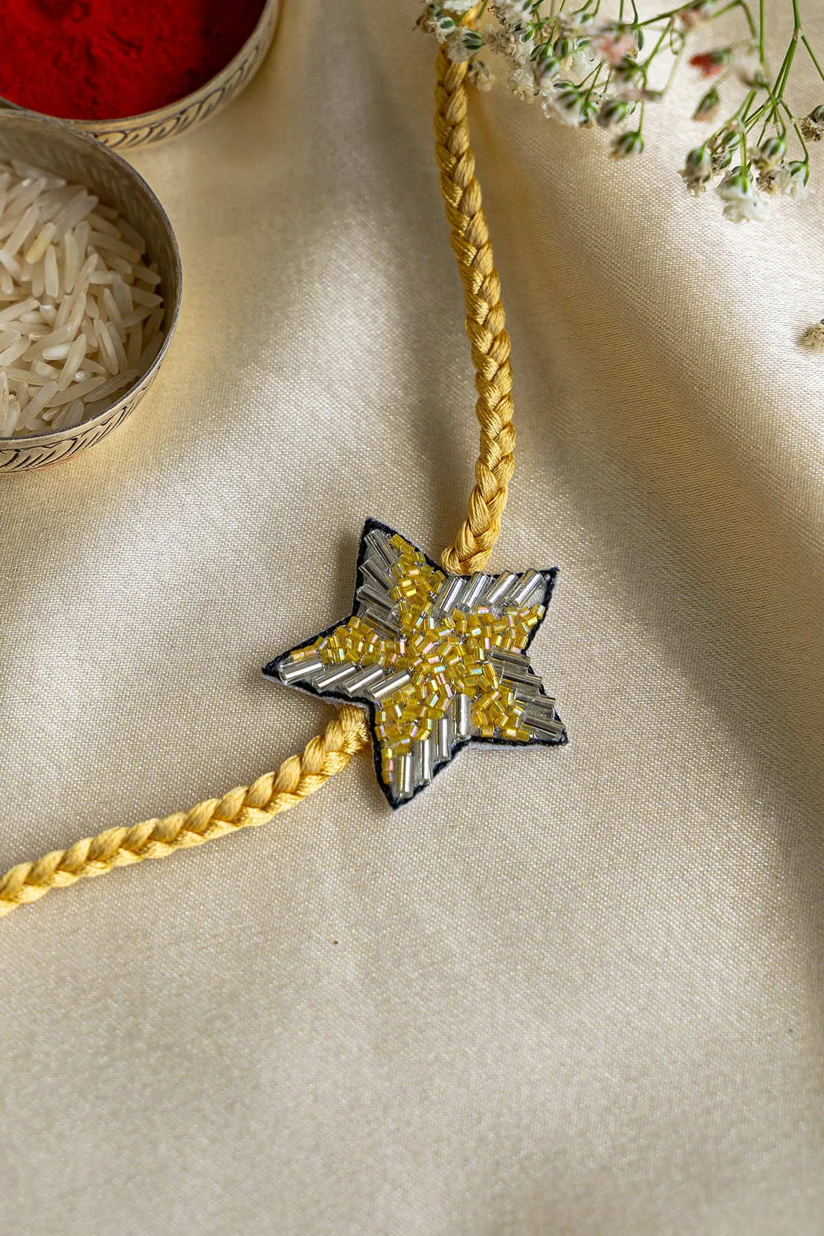 Golden Star Embroidered Rakhi