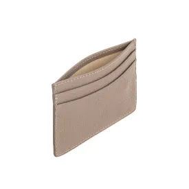 Grace Grainy Leather Card Case, Beige