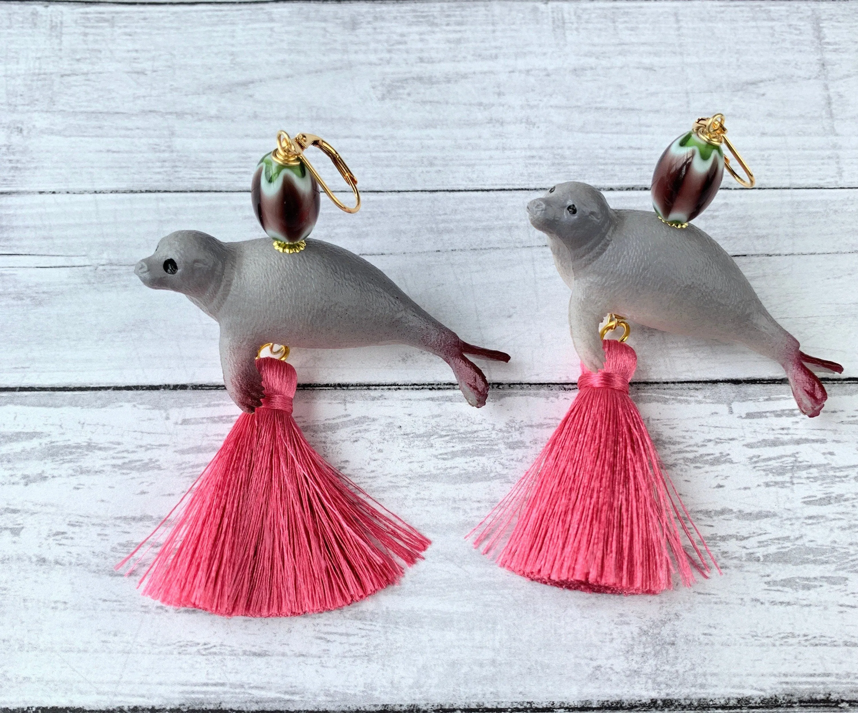 Gray Seal Statement Earrings