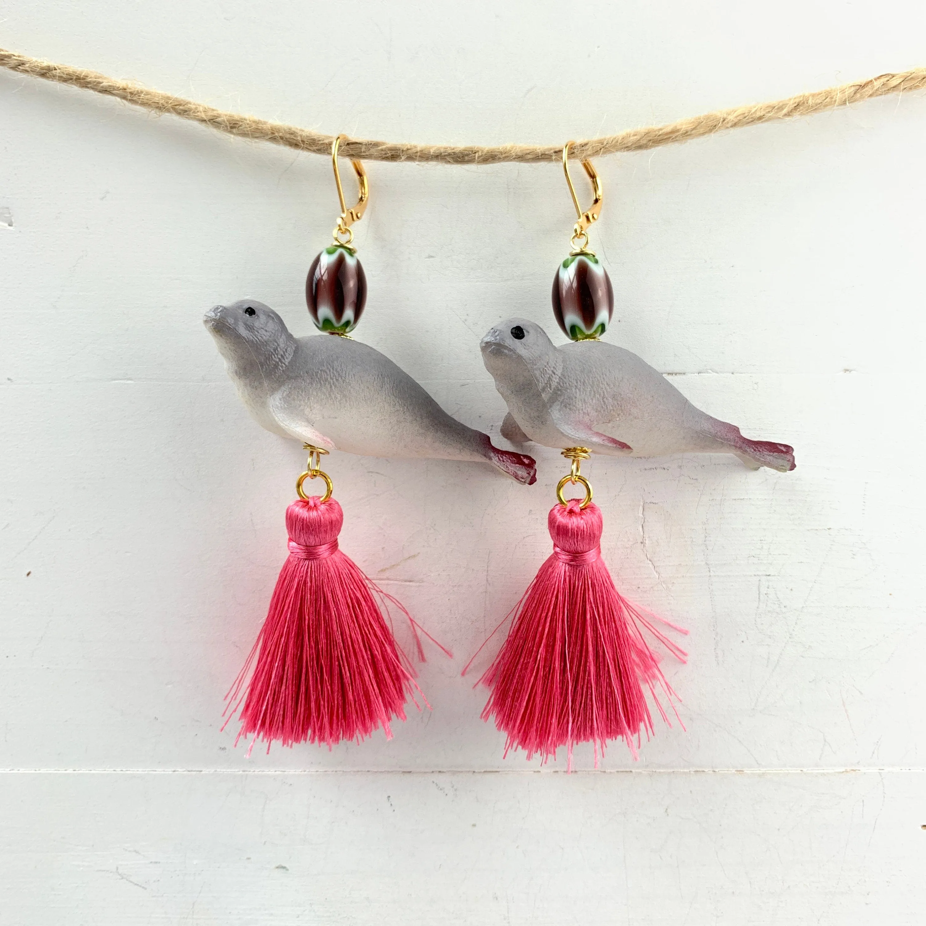 Gray Seal Statement Earrings