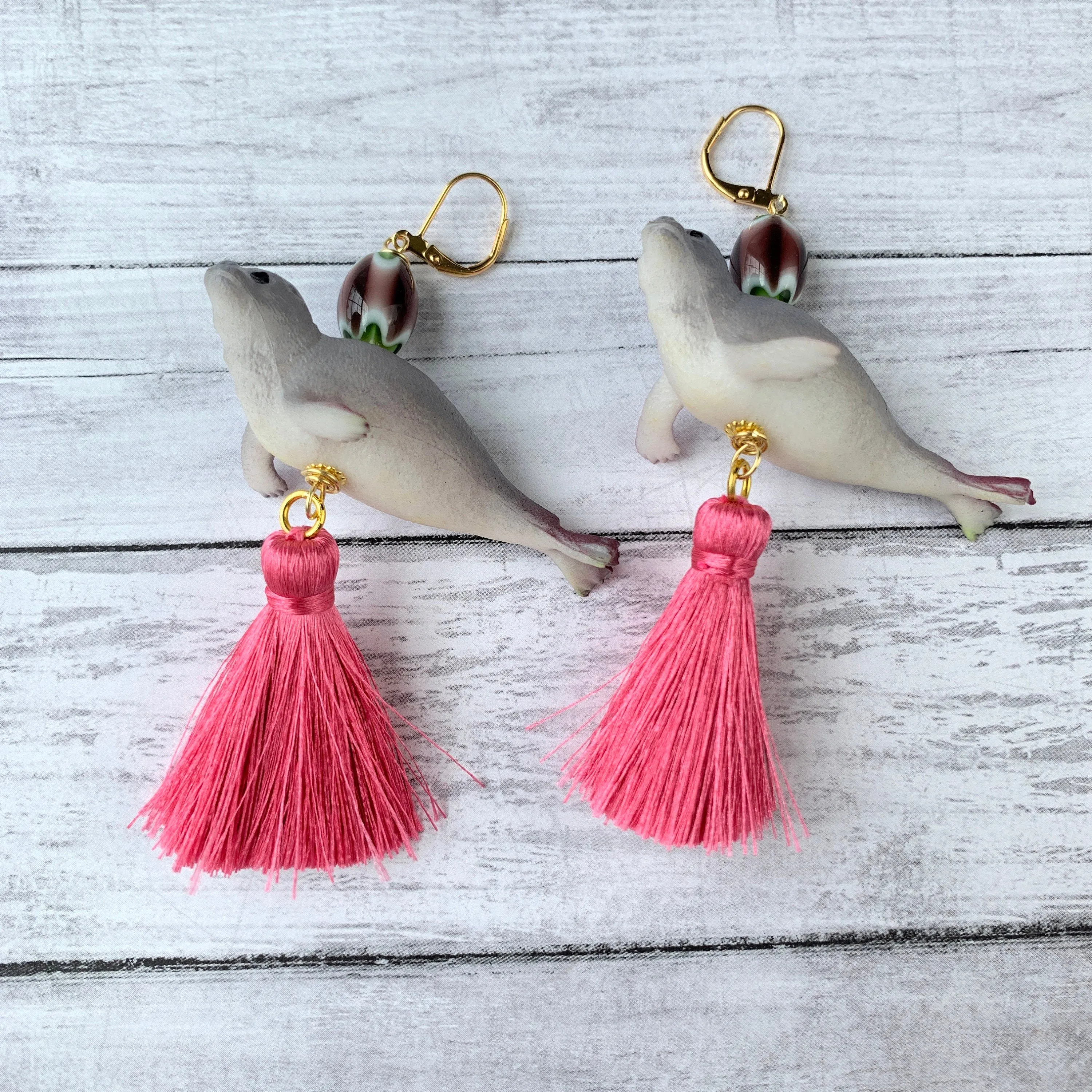 Gray Seal Statement Earrings