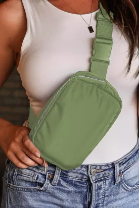 Green Waterproof Zipped Crossbody Chest Bag 20*5*14cm