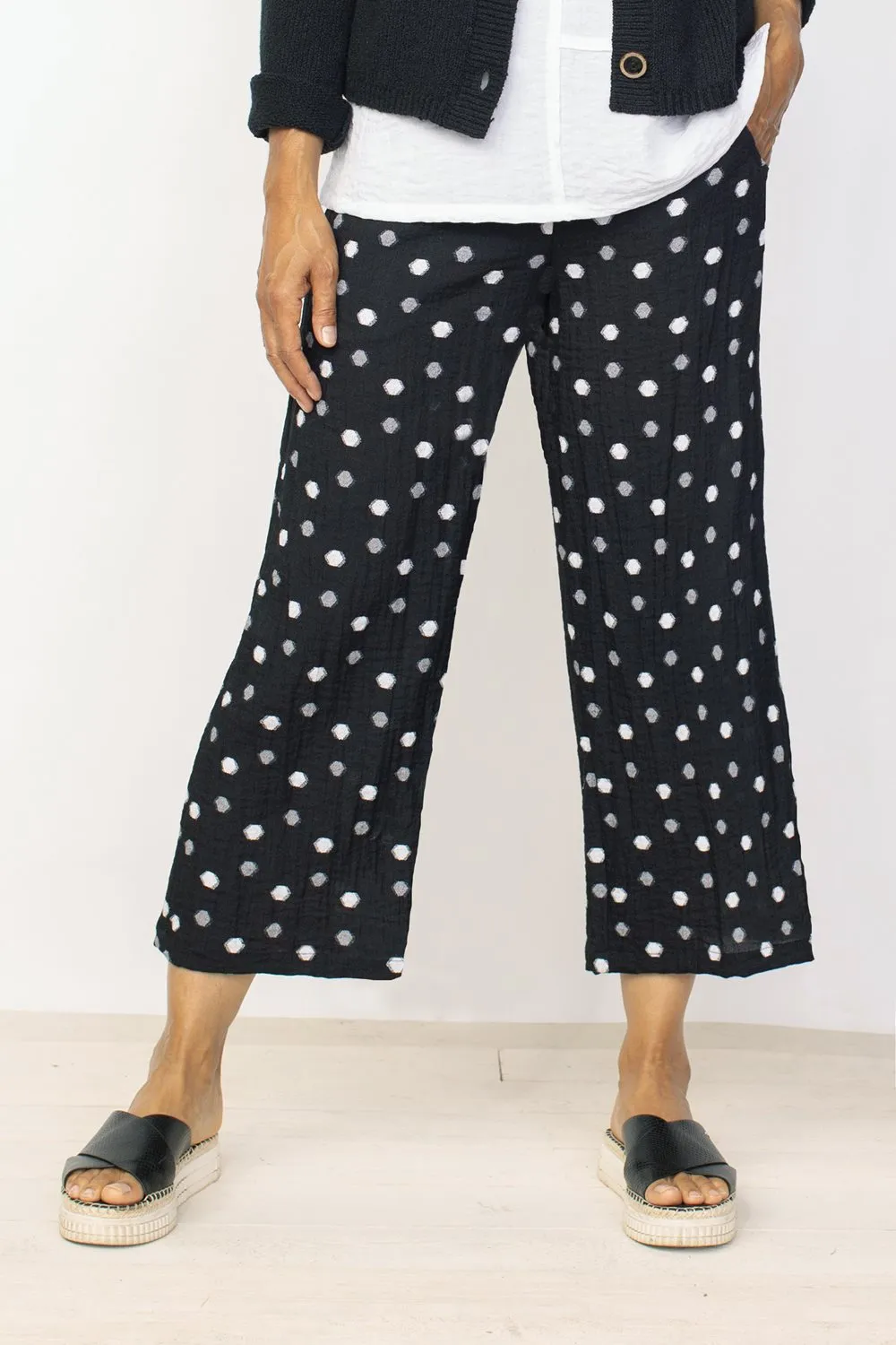 Habitat Sale, 33167 Crop Dot Pant, Black 50% Off Regular Price