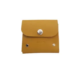 Handmade Leather Simple Coin Purse - Yellow Ochre