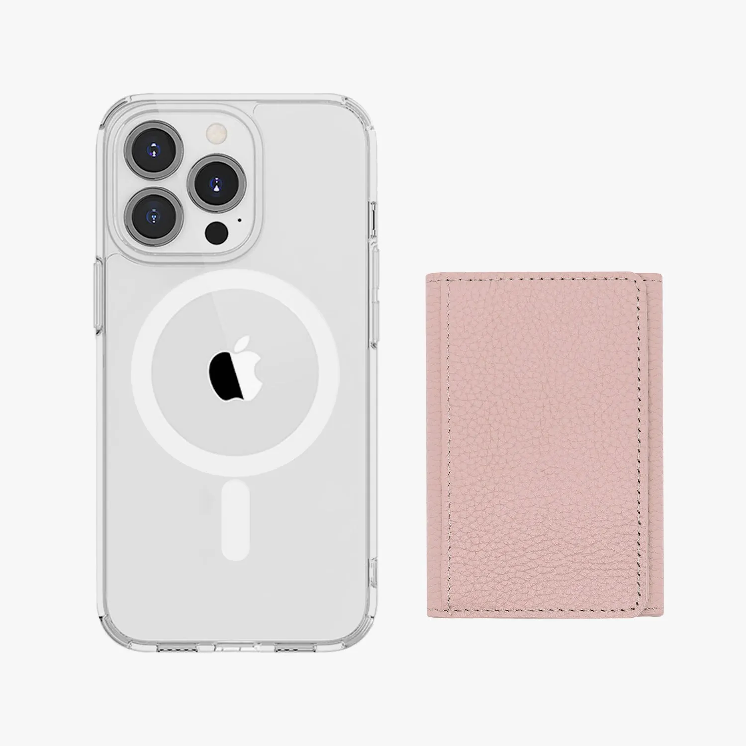 iPhone 13 Pro HD Clear Case with MagSafe Trifold Wallet Set