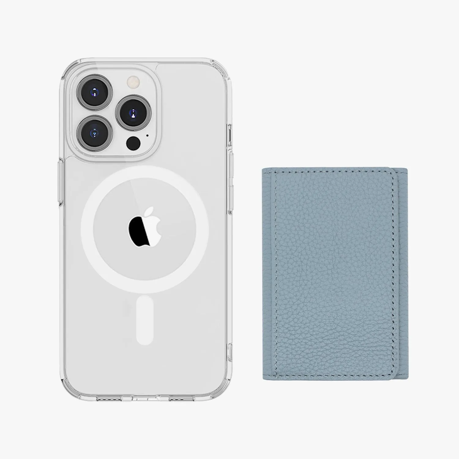 iPhone 13 Pro HD Clear Case with MagSafe Trifold Wallet Set