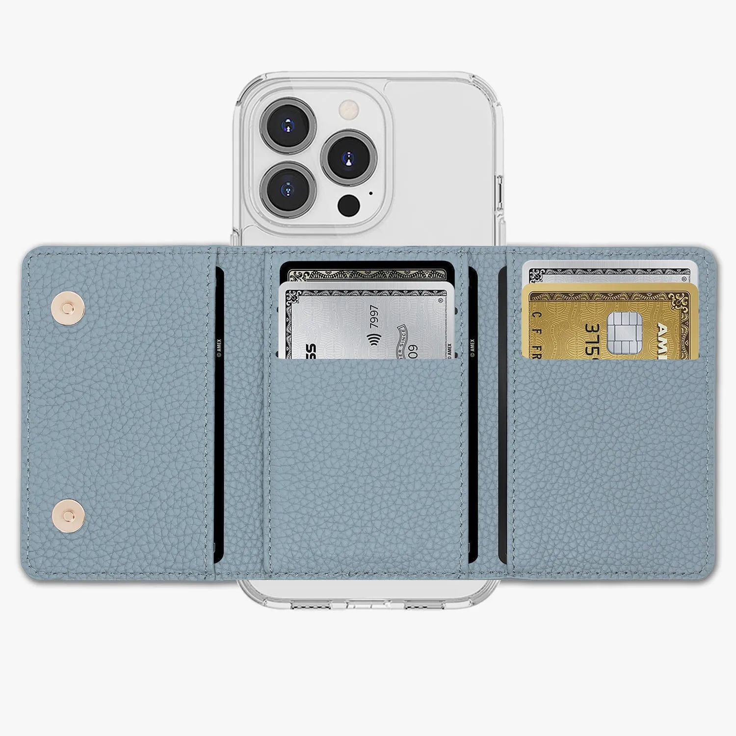 iPhone 13 Pro HD Clear Case with MagSafe Trifold Wallet Set