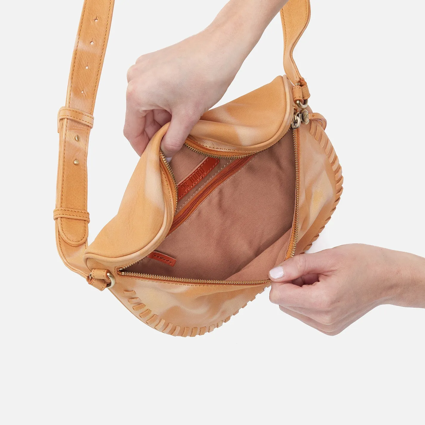 Juno Belt Bag In Soft Shibori Leather - Saffron