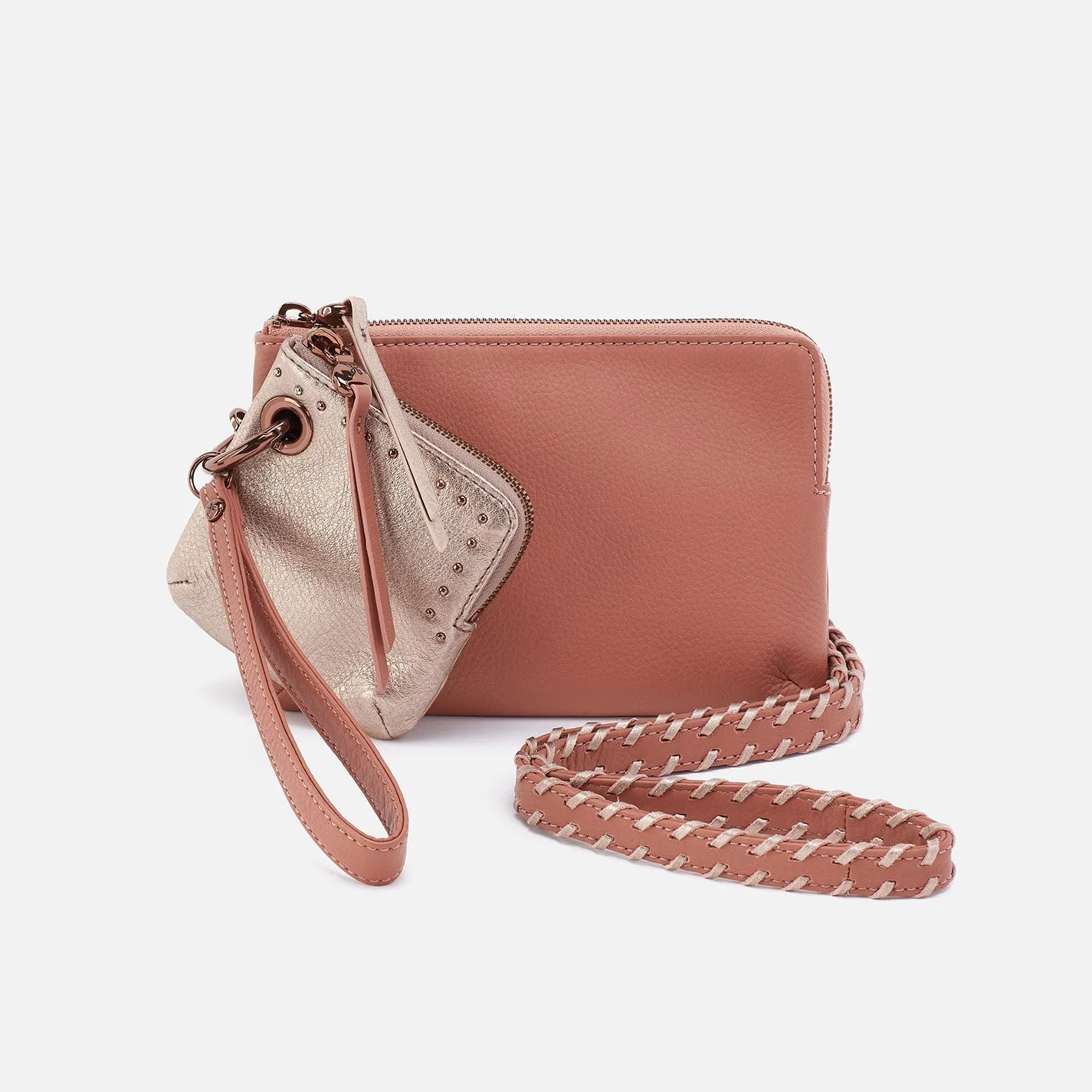 Keeper Pouch Wristlet In Mixed Leathers - Cork