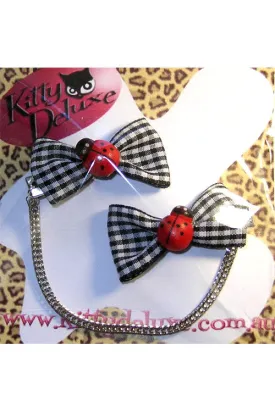 Kitty Deluxe Cardigan Clips in Gingham Ladybird Design