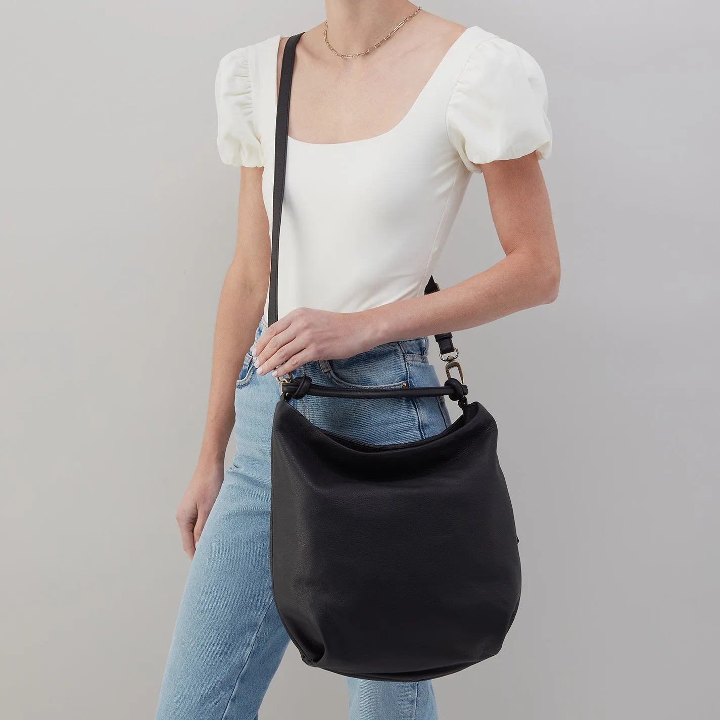 Lindley Hobo in Soft Pebbled Leather - Black