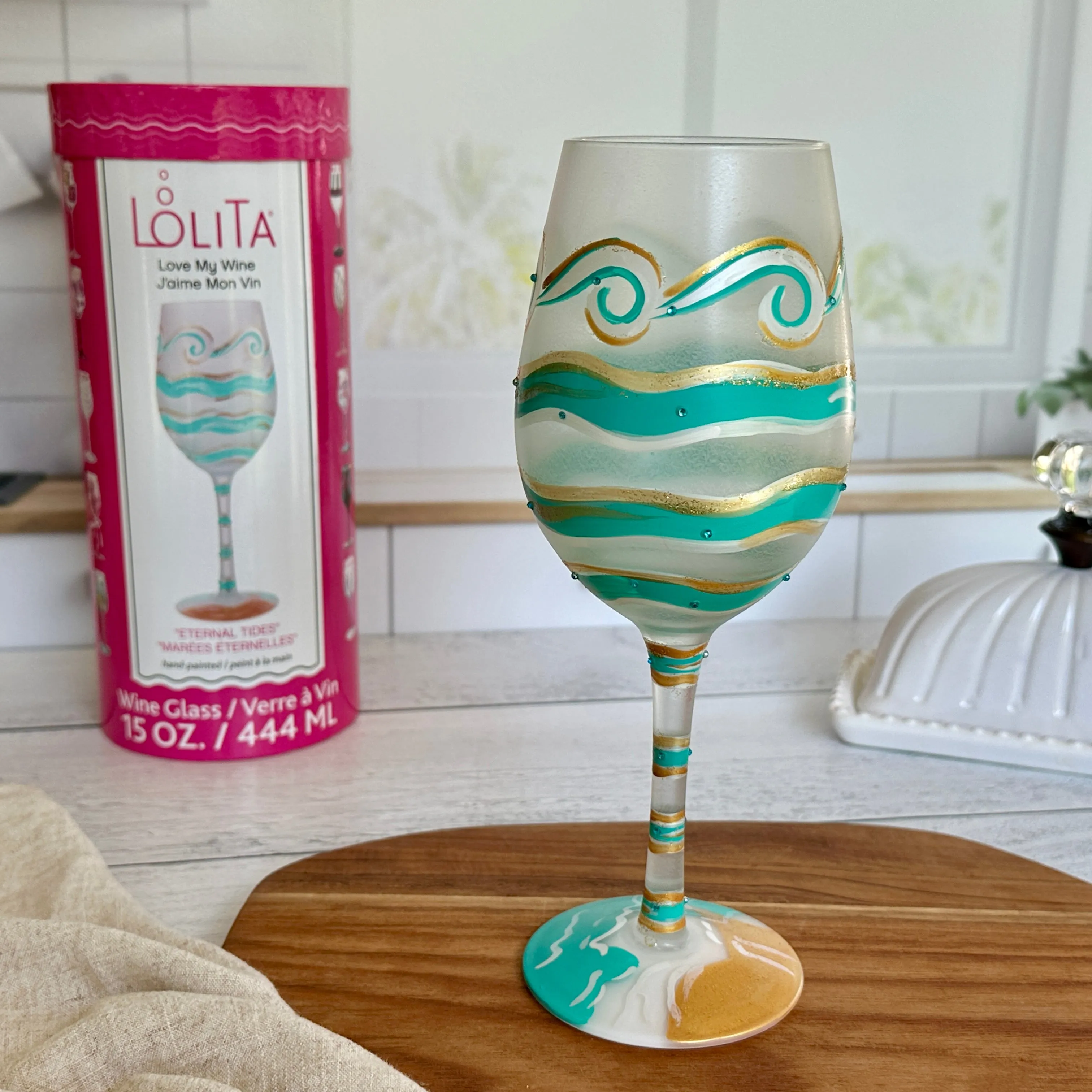 Lolita Set of 2 Stemmed Wine Glasses "Eternal Tides" and "Ridin' the Waves"