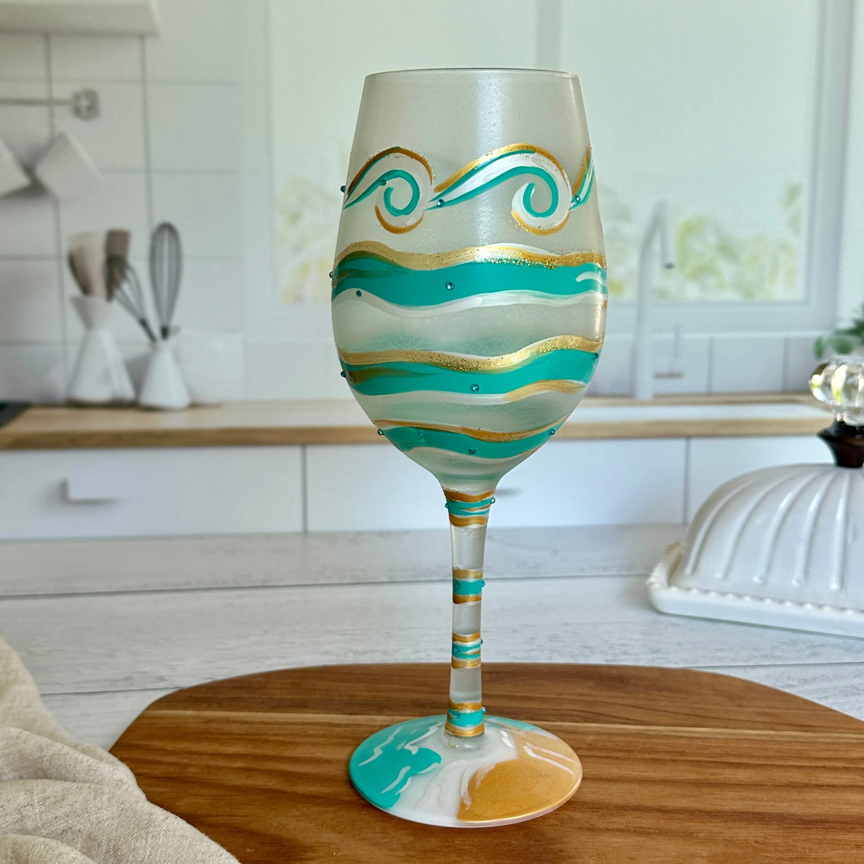 Lolita Set of 2 Stemmed Wine Glasses "Eternal Tides" and "Ridin' the Waves"