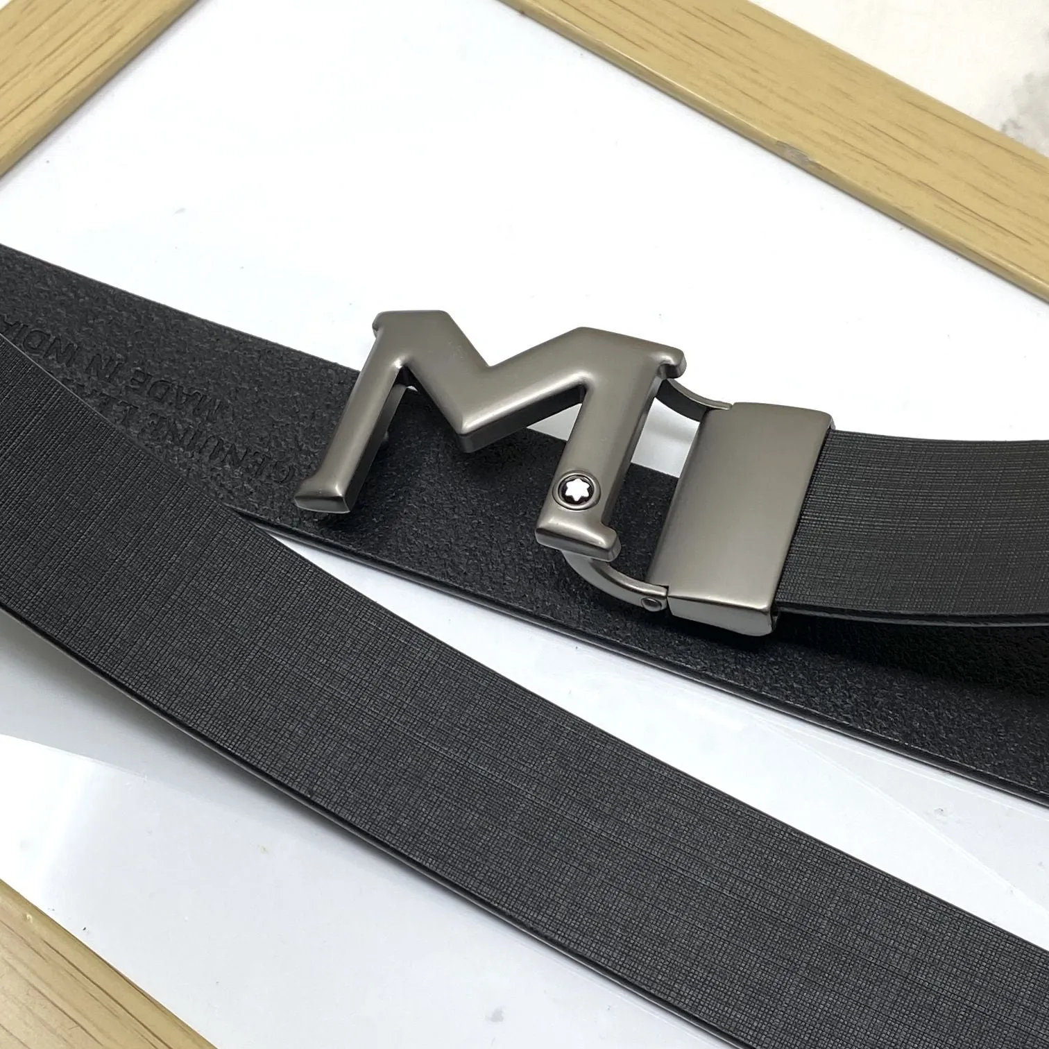 M-Pattern Leather Strap Belt -JonasParamount