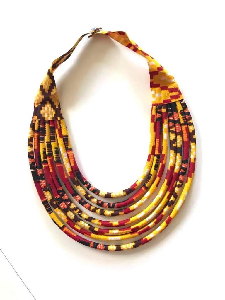 Makeba Multicolor African Print Necklace - MB3