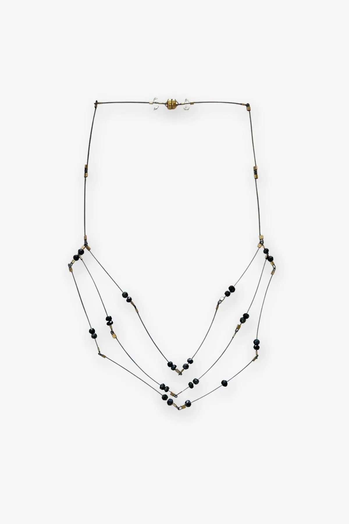 Mini Faceted Necklace | Spinel/Gunmetal/Gold