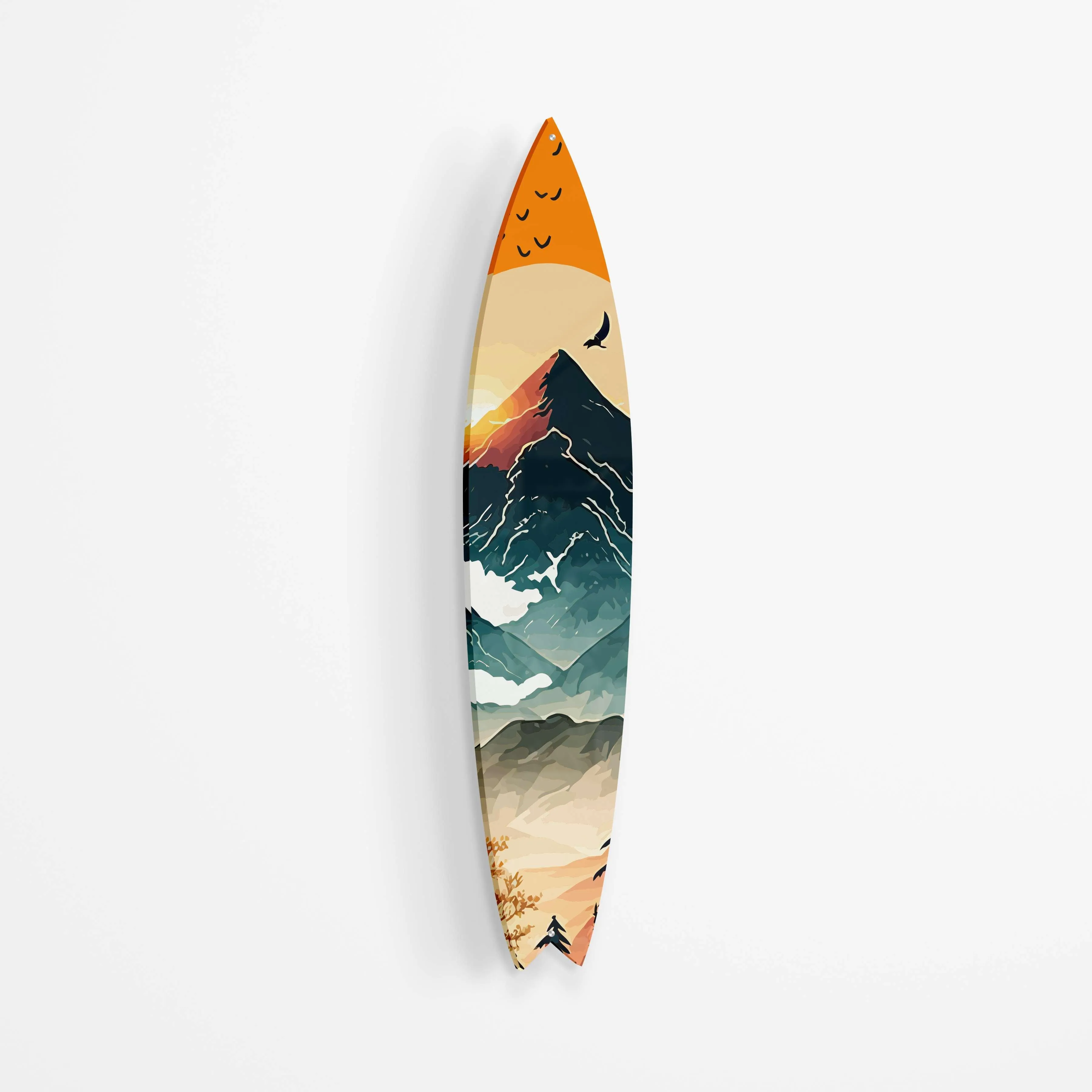 Mountains Horizon Acrylic Surfboard Wall Art