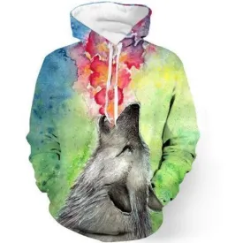 Oil Painting Tie Dye Wolf Hoodie