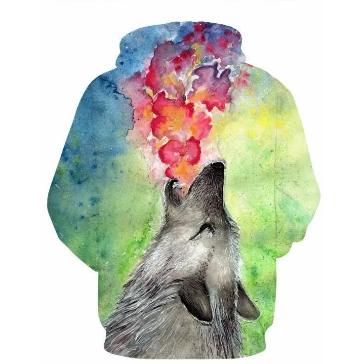 Oil Painting Tie Dye Wolf Hoodie