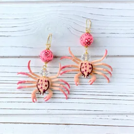 Pink Crab Statement Earrings